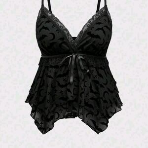 Elegant Black Lace Trim Camisole